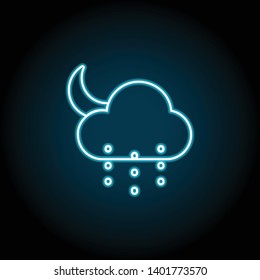 Rain or snow, moon, cloud neon icon. Simple thin line, outline vector of Weather icons for UI and UX, website or mobile application on dark blue gradient background