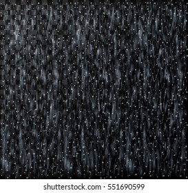 Rain with snow on transparent background, vector