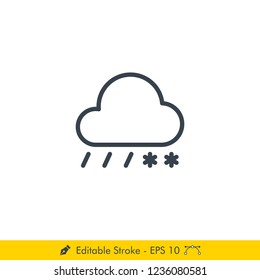 Rain Snow Weather Icon / Vector - In Line / Stroke Design
