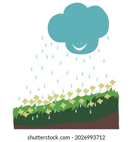 Rain in the Soil nature Illustration.
