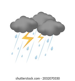 Rain. Storm. Black clouds. weather. Isolated on white background, vector illustration.