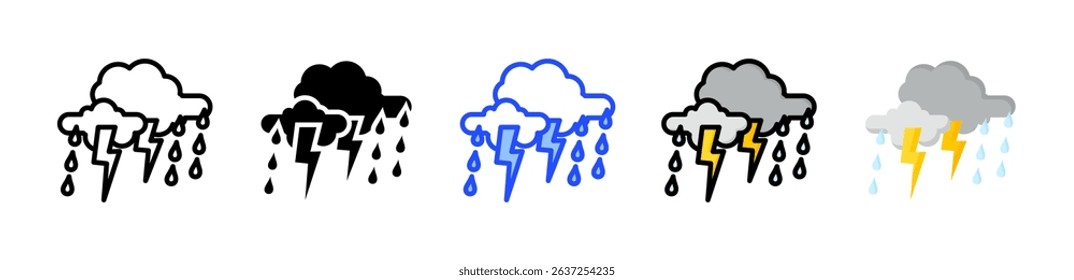 Rain Storm Icon Collection With Multiple Styles