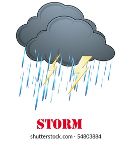 Rain, Storm Weather Icon Isolated On White Vector