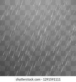 Rain storm and white clouds isolated on transparent background. 