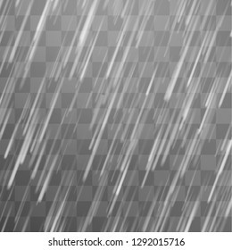 Rain storm and white clouds isolated on transparent background. 