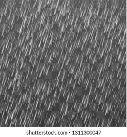 Rain storm and white clouds isolated on transparent background.