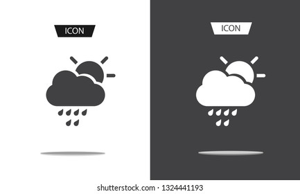 Rain with sun color icon. Sunny and rainy weather isolated on white background.
