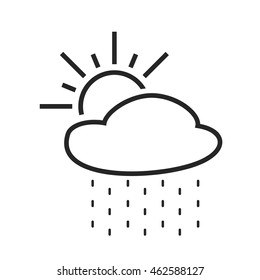Rain with sun. Light shower. Day. Weather forecast icon. Editable element. Creative item. Flat design graphic. Part of series of various symbols and signs for climate changes diagnostic. Vector