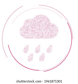 The rain symbol filled with pink dots. Pointillism style. Vector illustration on white background