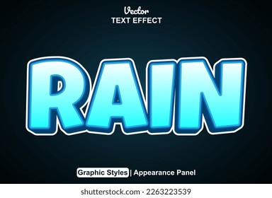 rain text effect with graphic style and editable.
