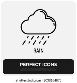 Rain thin line icon. Weather symbol, forecast. Vector illustration.