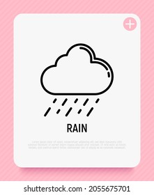 Rain thin line icon. Weather symbol, forecast. Vector illustration.