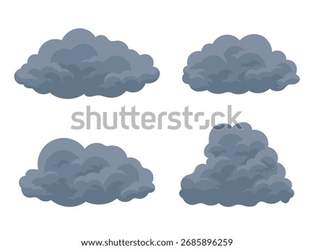 Rain or thunder clouds, Weather concept, Gray rain clouds illustration
