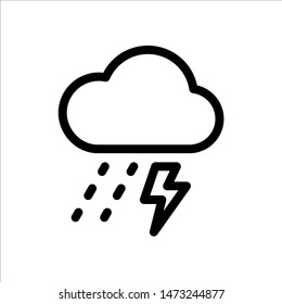 Rain with thunder icon. Symbol of Weather icon with trendy flat line style icon for web, logo, app, UI design. isolated on white background. vector illustration eps 10