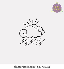 rain with thunder line icon