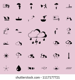 rain with thunder sign icon. Detailed set of Weather  icons. Premium quality graphic design sign. One of the collection icons for websites, web design, mobile app on colored background
