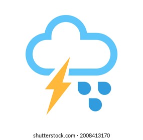 rain with thunder storm rain logo vector design template