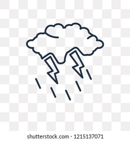 Rain and Thunder vector outline icon isolated on transparent background, high quality linear Rain and Thunder transparency concept can be used web and mobile