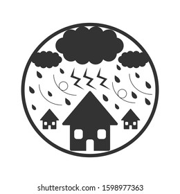 Rain, thunder and windstorm, vector illustration