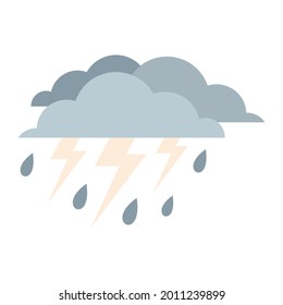 Rain thunderstorm icon. Flat illustration of rain thunderstorm vector icon isolated on white background