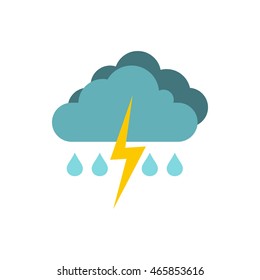 Rain with thunderstorm icon logo. Flat illustration of thunderstorm vector icon isolated on white background. Weather symbol