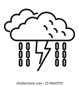 Vector de contorno de icono de tormenta de lluvia. Previsión de nube. Cielo de día