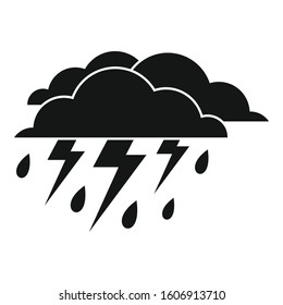 Rain thunderstorm icon. Simple illustration of rain thunderstorm vector icon for web design isolated on white background