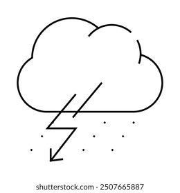 rain thunderstorm and lightning line icon vector. rain thunderstorm and lightning sign. isolated contour symbol black illustration