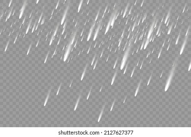 Rain transparent background template. Falling water falls texture. Precipitation of nature on a cellular background. Vector file