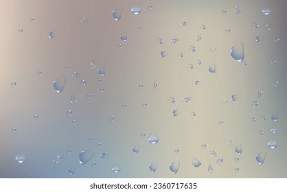 Rain transparent drops flow down the glass.Realistic wet condensation texture.Fresh water splash effect on the surface.Liquid spreading droplet shapes.