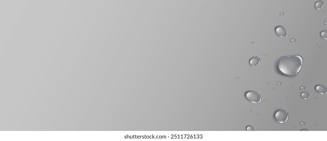 Rain transparent drops flow down the glass.Realistic wet condensation texture.Fresh water splash effect on the surface.Liquid spreading droplet shapes.