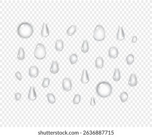 Rain transparent drops flow down the glass.Realistic wet condensation texture.Fresh water splash effect on the surface.Liquid spreading droplet shapes