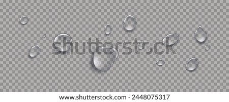 Rain transparent drops flow down the glass.Realistic wet condensation texture.Fresh water splash effect on the surface.Liquid spreading droplet shapes.