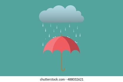 Rain umbrella  dark cloud flat vector design autmn fall