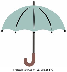 Rain umbrella in flat hand-drawn style for rainy season illustrations. Perfect for weather graphics, seasonal designs, education, and cozy visuals.