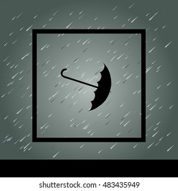 Rain, Umbrella and Frame. Vector Illustration.