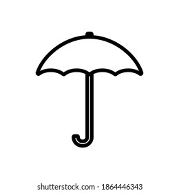 Rain umbrella icon with black outline. Vector