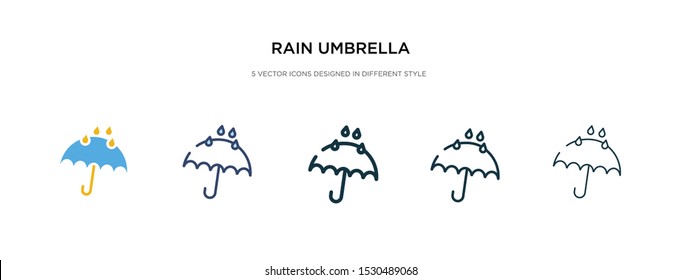 rain umbrella icon in different style vector illustration. two colored and black rain umbrella vector icons designed in filled, outline, line and stroke style can be used for web, mobile, ui