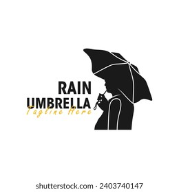 rain umbrella illustration logo design