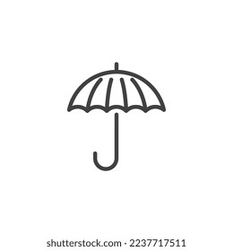 Icono de la línea de paraguas de lluvia. signo de estilo lineal para concepto móvil y diseño web. Icono de vector de contorno de paraguas abierto. Símbolo del tiempo, ilustración del logotipo. Gráficos vectoriales