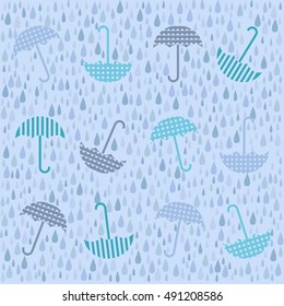 rain and umbrella pattern background