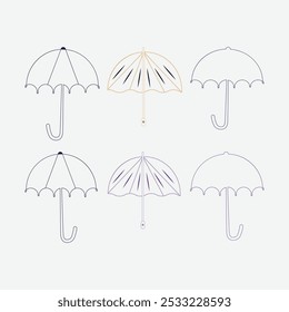 Rain Umbrella Protection and insurance royalty free vector icon,  Rainbow umbrella vector bundle at sunset, Vector umbrella bundle icons,
colorful umbrella isolated on white,