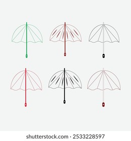 Rain Umbrella Protection and insurance royalty free vector icon,  Rainbow umbrella vector bundle at sunset, Vector umbrella bundle icons,
colorful umbrella isolated on white,