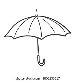 Rain Umbrella Traditional Doodle. Icons Sketch Hand Made. Design Vector Line Art.