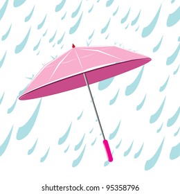 rain and umbrella. vector illustration. stormy weather.