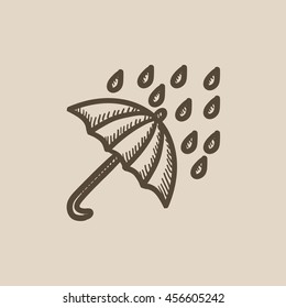 Rain and umbrella vector sketch icon isolated on background. Hand drawn Rain and umbrella icon. Rain and umbrella sketch icon for infographic, website or app.