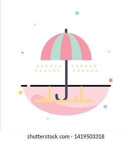 Rain, Umbrella, Weather, Spring Abstract Flat Color Icon Template