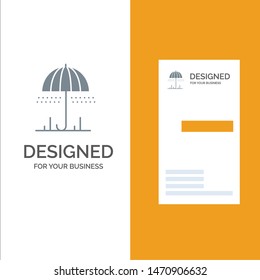 Rain, Umbrella, Weather, Spring Grey Logo Design and Business Card Template. Vector Icon Template background