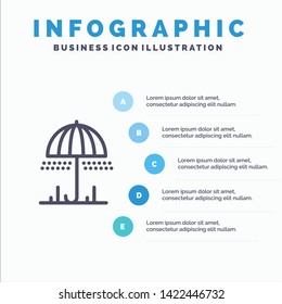 Rain, Umbrella, Weather, Spring Line icon with 5 steps presentation infographics Background