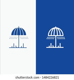 Rain, Umbrella, Weather, Spring Line and Glyph Solid icon Blue banner Line and Glyph Solid icon Blue banner. Vector Icon Template background